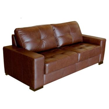 Imagem de Sofá 3 Lugares Sala de Estar 200cm Milão Couro Caramelo - Gran Belo