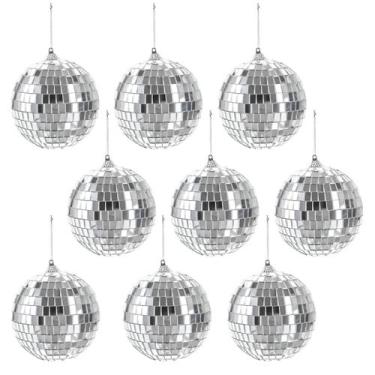 Imagem de Mirror Disco Ball Suwimut, 10 cm, pendurado em prata, pacote com 9