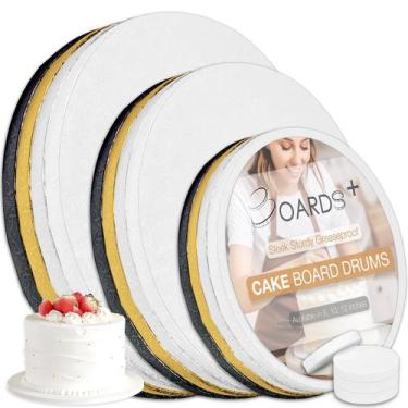 Imagem de Cake Board Drums BOARDS+, pacote de 12, 3 tamanhos 20-30 cm, 4 cores