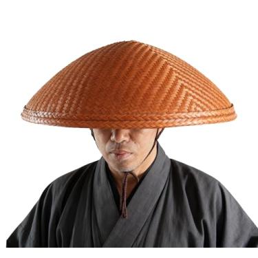 Imagem de Chapéu Ohenro tradicional japonês feito à mão para peregrinação de Shikoku 88 chapéu de bambu guarda-chuva (marrom), Cinza, One Size-Medium