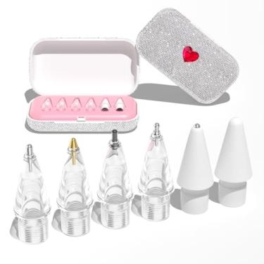 Imagem de LOVE MEI Pontas de lápis de substituição para Apple Pencil 1ª e 2ª geração, USB-C e Pro, conjuntos de lápis iPad Pro, para Apple Pencil Tips com capa diamante