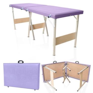 Imagem de Maca Portatil Dobravel Maleta Massagem Estetica Depilação Cores Variadas (Lilás)