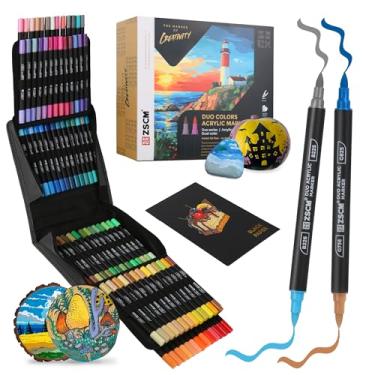 Imagem de ZSCM Marcadores de tinta acrílica de 160 cores (ponto e pincel), pacote com 80 canetas de tinta acrílica de ponta dupla para papel, madeira, tela, pedra, pintura rupestre, vidro, tecido, faça você