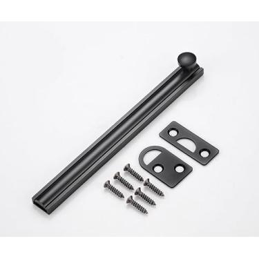 Imagem de SUYA Trava deslizante oculta de 90/180 graus, parafuso de superfície de latão sólido de 15 cm em preto fosco, trava elegante e segura para portas francesas/cercas de madeira/portões/armários ou portas