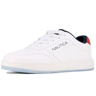 Imagem de Nautica Tênis infantil moderno de cano baixo – com cadarço/sem cadarço | Meninos e meninas |, Borda do lago vermelha, branca, 1 Little Kid