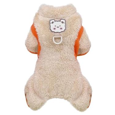 Imagem de Izefia Suéter de cachorro roupas roupas de lã suéter de lã macacão inverno quente moletom 4 pernas pijama colorido bloqueado suéter fofo para cães pequenos gato médio cáqui M