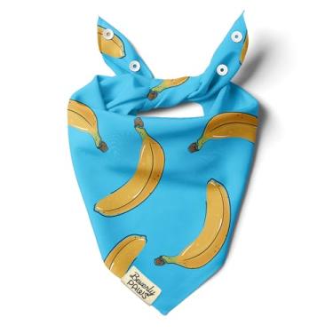 Imagem de BeverlyPaws Bandana de encaixe para cães pequenos, médios e grandes, lenço ajustável para cães e gatos, para meninas e meninos, roupas e acessórios engraçados para filhotes de cachorro (banana