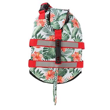 Imagem de Colete salva-vidas para cães, estilo havaiano, listrado, refletivo, design de gancho e flutuabilidade superior, preservador de vida para animais de estimação para natação de emergência, passeios de