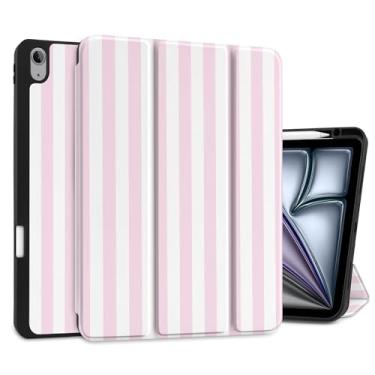 Imagem de DONGKE Capa para iPad Air de 13 polegadas M3 2025, M2 2024 - [Suporte de lápis embutido] Capa protetora à prova de choque com suporte traseiro de TPU macio para hibernar/despertar automático - listras