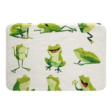 Imagem de Feelyou Tapetes de banheiro sapo antiderrapantes absorventes tapetes de banheiro para meninos e meninas, lindos desenhos de sapos, tapetes de banheiro, tapete verde para cozinha, quarto, sala de estar