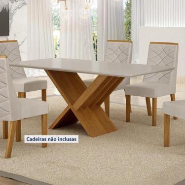 Imagem de Mesa de Jantar 6 Lugares Retangular 180cm Tampo Vidro/MDF de 2,5cm Aur