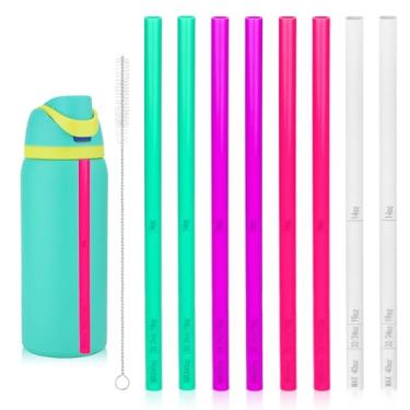 Imagem de 8 peças de substituição de canudos para Owala FreeSip 680 g 947 ml, com escova de limpeza canudos de plástico reutilizáveis com balança copo acessórios peças para Owala 14/19/24/32/1,134 g garrafa de