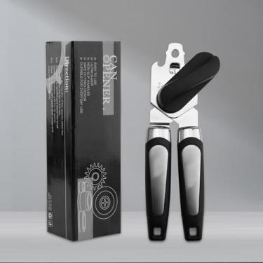 Imagem de Abridor de latas manual, lâmina afiada de corte mais suave, com lâmina de aço inoxidável durável antiderrapante e botão de giro grande, botão fácil de girar, abridor de lata manual com elevador