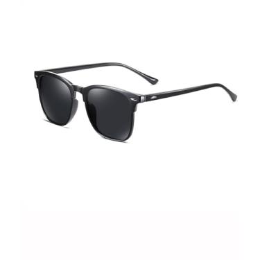 Imagem de Óculos de sol feminino polarizado Wen moderno retrô quadrado para dirigir pesca golfe SY6040, Armação preta brilhante | Lente preta, Normal