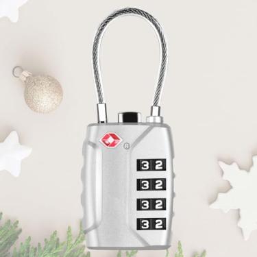 Imagem de Cadeados de bagagem de viagem aprovados pela TSA, combinação de cabo de metal de 4 dígitos, cadeados de liga, cadeado à prova de intempéries para armário, bolsa de golfe, estojo de arma, mochila