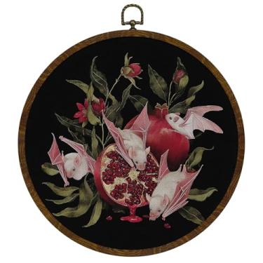 Imagem de KLYTINK Pato selvagem vintage redondo decoração de parede emoldurada 25,5 x 25,4 cm, arte de parede de pássaros escuros, decoração de parede estética para decoração de porta de quarto, sala de estar