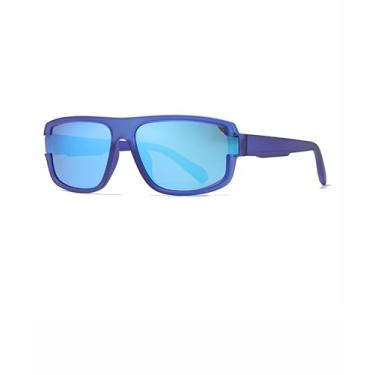 Imagem de Óculos de sol femininos masculinos grandes esportivos óculos de sol grandes óculos de sol fashion sunnies pesca SY6068, Armação azul transparente | Lente espelhada azul, Normal
