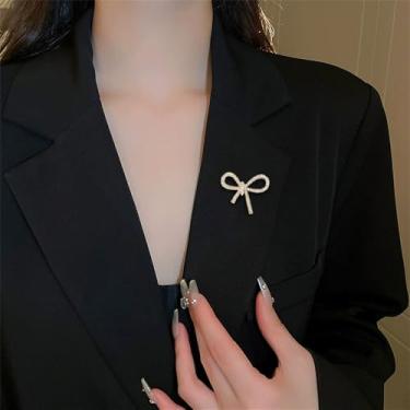 Imagem de Broche de laço de strass para mulheres elegante fita de cristal alfinete de lapela zircônia cúbica brilhante casamento flor na lapela acessório para vestidos ternos chapéus festa cerimônia joias