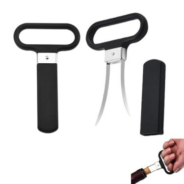 Imagem de NentMent Pacote com 2 abridores de vinho compactos de duas pontas extrator de cortiça saca-rolhas abridor de garrafas de vinho removedor de rolhas para cortiça danificada garrafas de vinho velhas