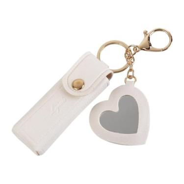 Imagem de Bolsa de brilho labial PU bolsa para viagem, suporte de batom, maquiagem portátil, bolsas de batom de viagem (branca)