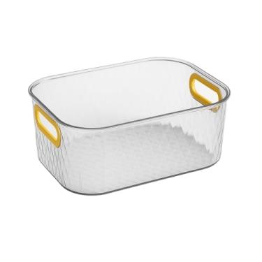 Imagem de Caixa Organizadora Acrílica com Alça Dourada Multiuso Transparente Banheiro Penteadeira Cozinha(2 Caixa)