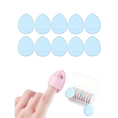 Imagem de 10 Pçs Mini Puff de Maquiagem, Puff de Lágrima, Puff de Dedo para Corretivo, Almofada de Ar, Base, Pó Solto (Azul)