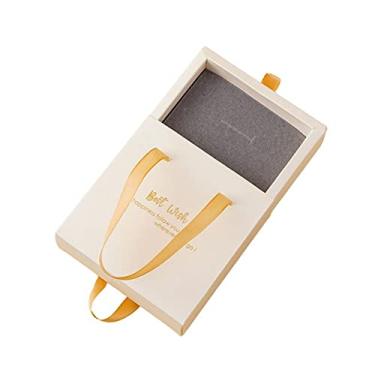 Imagem de Caixas de presente de joias com alça, caixas de joias vazias pequenas caixas de presente caixa de papelão para embalagem de joias (bege)