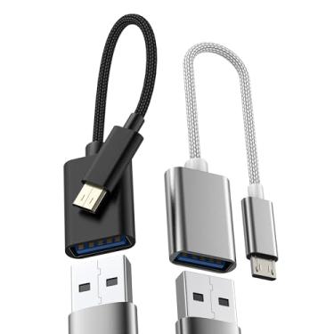 Imagem de Adaptador micro USB macho para USB fêmea (pacote com 2) conector de cabo OTG 3.0 USB A Flash Drive teclado adaptador de computador Android compatível com Samsung Galaxy S6 S7 edge+ Active note4 note5