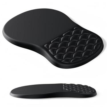 Imagem de YiRing Mouse pad ergonômico suporte de pulso com design de massagem, mouse preto clássico para alívio da dor no pulso com espuma de memória, base de poliuretano antiderrapante