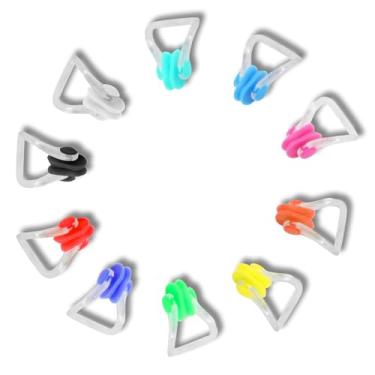 Imagem de Clipe de nariz para natação, pacote com 10 plugues de nariz com gel de sílica à prova d'água para crianças e adultos, multicolorido