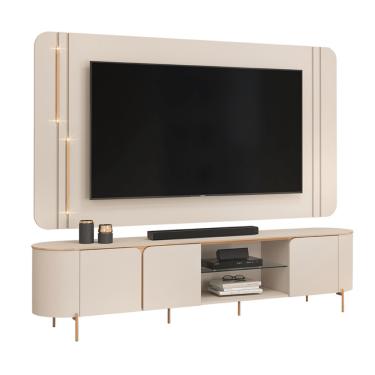 Imagem de Rack Bancada com Painel Led Para TV Até 75 Polegadas Lívia Off White