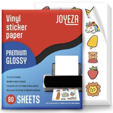 Imagem de Papel adesivo de vinil imprimível JOYEZA Premium Inkjet 80 folhas