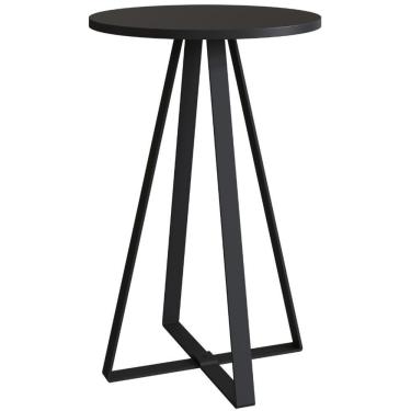 Imagem de Mesa Lateral Redonda Industrial Artesano 40 Cm (largura) Em Mdp Preto Estrutura Metalica Aço Preto