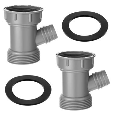 Imagem de Adaptador de tubo de drenagem de pia de cozinha, conector de filtro em forma de Y de 3,5 cm, adaptador de dreno de lava-louças com entrada de lava-louças, encaixe de rosca fêmea macho (cinza)
