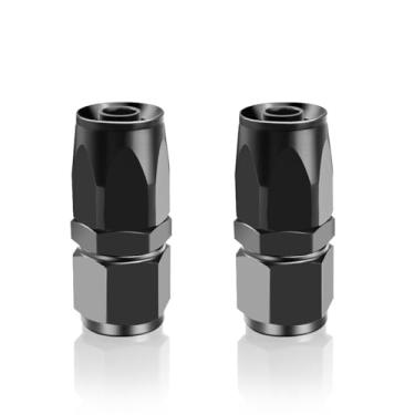 Imagem de 8AN Conexão de extremidade de mangueira giratória reta para mangueira trançada CPE preta, pacote com 2