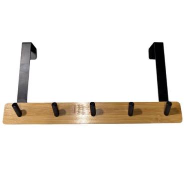 Imagem de Gancho de Porta em Ferro e Bambu com 5 Ganchos 10kg - Clink