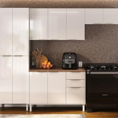 Imagem de Cozinha Completa Em Aço 4 Peças 12 Portas 2 Gavetas Com Dobradiças Slow Motion Renova Itatiaia Branco