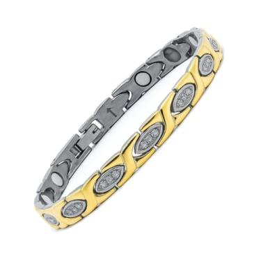 Imagem de 38 Pulseira magnética de titânio elegante para mulheres germânio e funções magnéticas com ferramenta de remoção de elos grátis, presente de Natal, Medium, Titânio, Zircônia cúbica