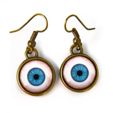 Imagem de Brincos de globos oculares humanos - brincos de fantasia pendentes de boneca azul - 88-2-E, Small, Liga de aço, Sem pedra preciosa