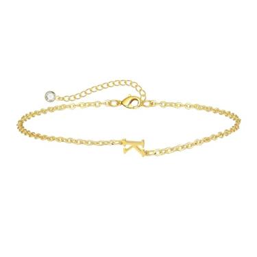 Imagem de Kyerlyn Pulseira com inicial para mulheres, pulseiras ajustáveis com alfabeto A-Z, minúsculas, banhado a ouro 14 K, pulseiras delicadas para meninas, boa sorte, significado, moda, joias para o dia a