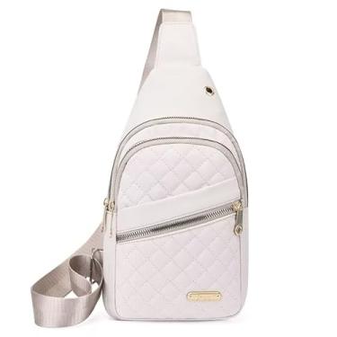 Imagem de Mochila tiracolo pequena para mulheres, bolsa de peito, bolsa tiracolo para viagem, esportes, corrida, pochete de viagem, Bege, P