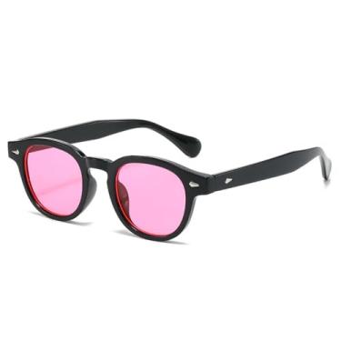 Imagem de Óculos de Sol Feminino Oval com Rebites e Proteção UV400 Estilo Punk para Esportes ao Ar Livre, Corrida e Ciclismo, Preto e Rosa