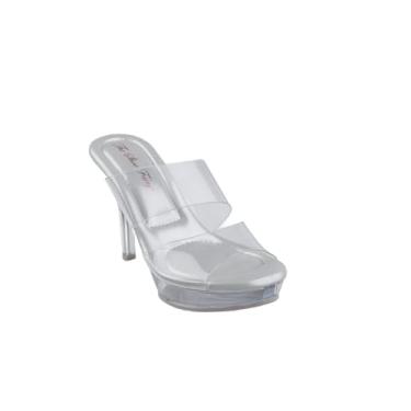 Imagem de The Shoe Fairy Salto de competição com tiras Olympian Wide, 4,5 polegadas, largura E, alça dupla, transparente, Transparente., 8 Wide