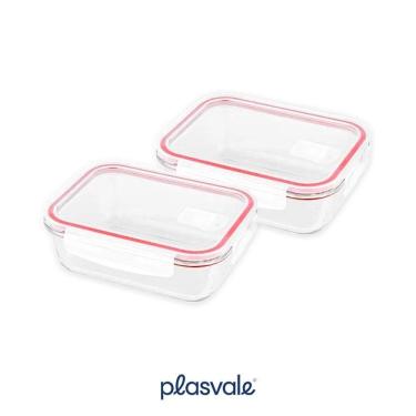 Imagem de Kit 02 Potes Vidro 640Ml Hermético Marmita Forno Refratário