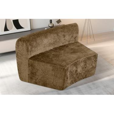 Imagem de HABUTWAY Sofá curvo combinado, assento único, marrom