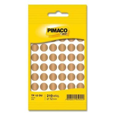 Imagem de Etiqueta Pimaco TP 12 Redonda Ouro com 210 unidades