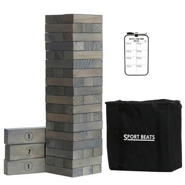 Imagem de SPORT BEATS Gray Large Tower Game Outdoor Games 54 Blocks Stacking Game Includes Carry Bag and Scoreboard
