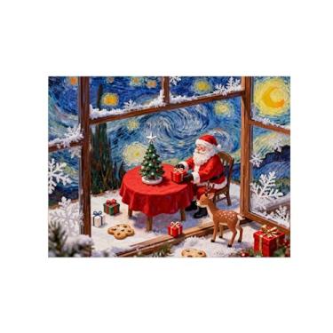 Imagem de Natal Pintura arte parede em tela-Homem veado noite estrelada-Imagem decoração moderna-Impressões Sala de Estar 60x80cm Sem Moldura
