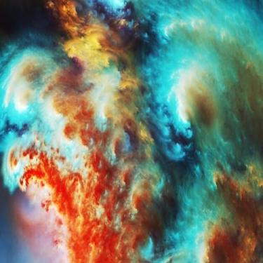 Imagem de Quadro Decorativo Arte Abstrata Padrões Fractais Universo Moderno Design Galáctico 30x30cm