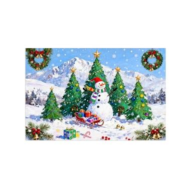 Imagem de Natal Pintura arte parede em tela-Boneco neve árvore montanha-Imagem decoração moderna-Impressões Sala de Estar 20x30cm8x12in Sem Moldura